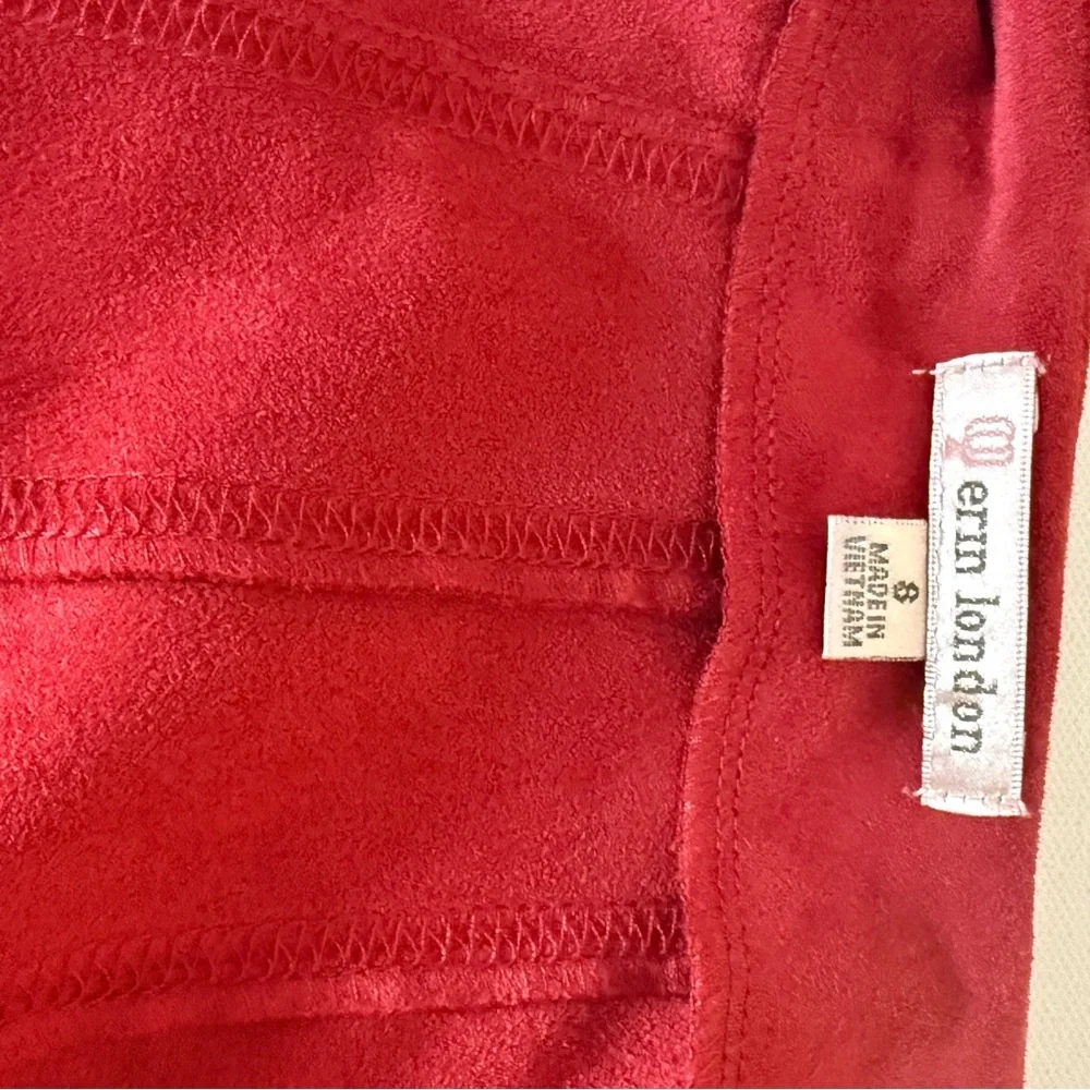 Erin‎ London Laser Cut Faux Suede Open Front Jacket – Red | Size 8, faux suede - Picture 5 of 9